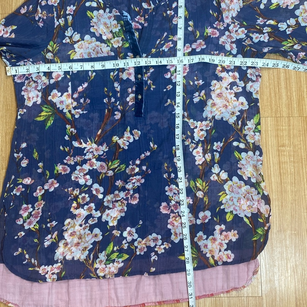 Soft Surroundings Adele Cherry Blossom/Plaid Oversized Tunic See Measurements - Picture 11 of 14